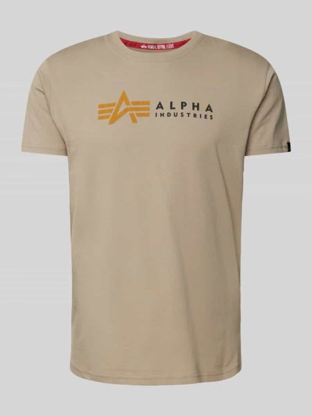 Koszulka z nadrukiem Alpha Industries beżowa