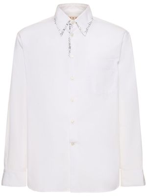 Βαμβακερό πουκάμισο με κέντημα Marni λευκό