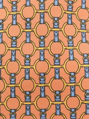 Seiden krawatte mit print Hermès Pre-owned orange