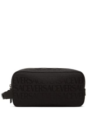 Borsa di nylon in tessuto jacquard Versace nero