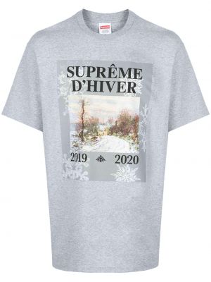 T-shirt con stampa Supreme grigio