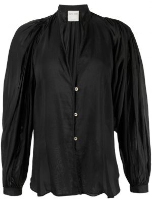 Прозрачна блуза Forte_forte черно