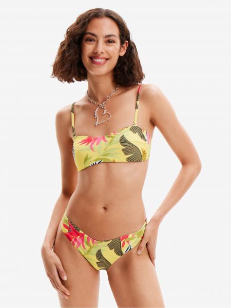 Bikini s cvetličnim vzorcem Desigual rumena