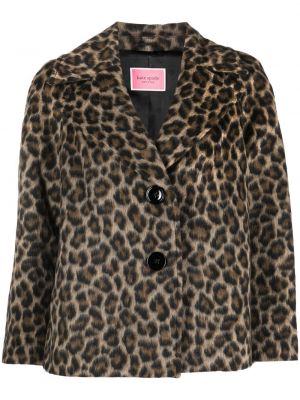 Jacquard leopard lang jakke Kate Spade brun