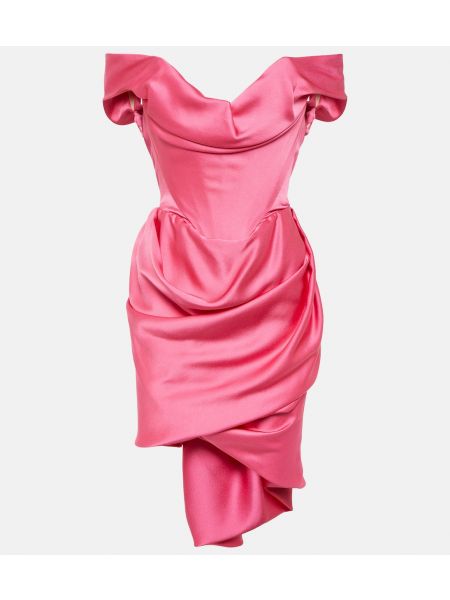 Атласное платье мини из крепа Vivienne Westwood розовое