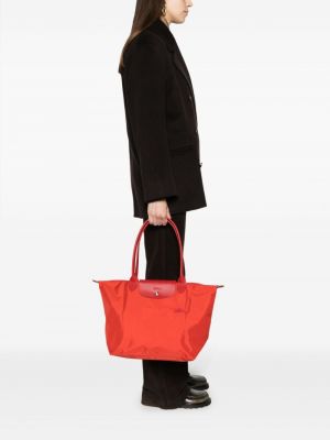 Shopper kabelka s výšivkou Longchamp červená