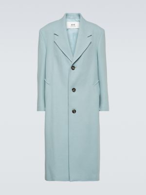 Oversized vlnený kabát Ami Paris modrá