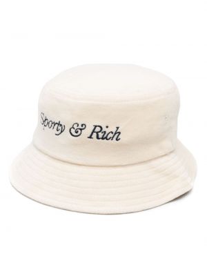 Bavlněný klobouk s výšivkou Sporty & Rich bílý