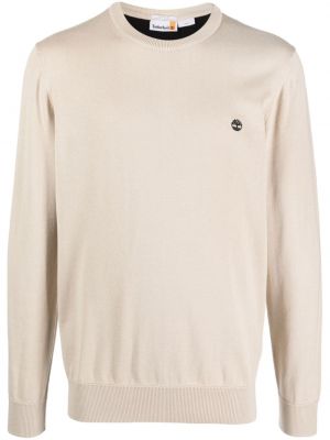 Bavlnený sveter s výšivkou Timberland biela