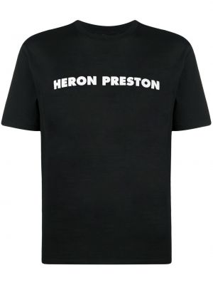 Памучна тениска с принт Heron Preston черно