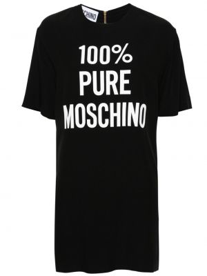 Satenska mini obleka s potiskom Moschino črna