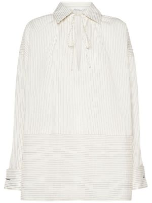 Dryžuota medvilninė šilkinė marškiniai Max Mara balta