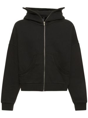 Pamučna hoodie s kapuljačom s patentnim zatvaračem Entire Studios crna
