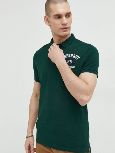 Тениска с дълъг ръкав с апликация Superdry зелено