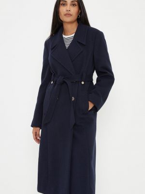 Пальто с поясом Wallis синее