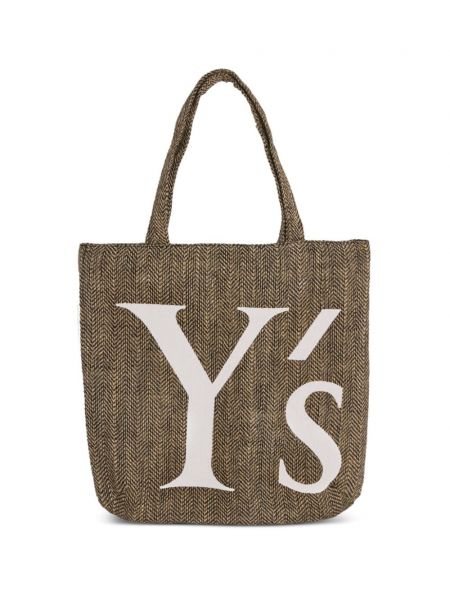 Τσάντα shopper με σχέδιο Y's μπεζ