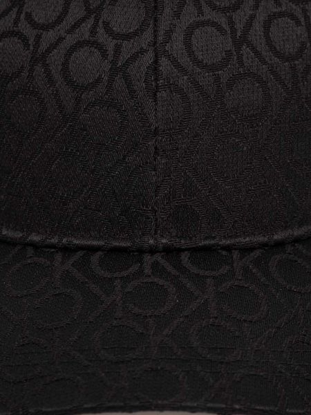 Czapka z daszkiem żakardowa Calvin Klein czarna