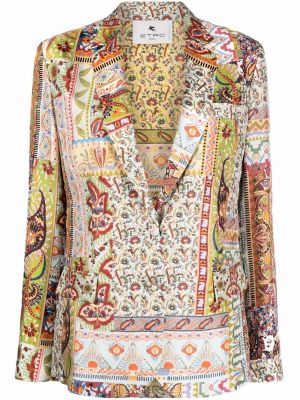 Paisley trykt silke lang blazer Etro gul