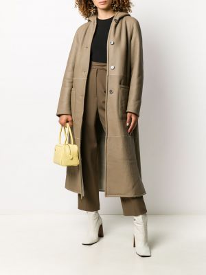 Oboustranný kožený kabát s kapucí Liska hnědý