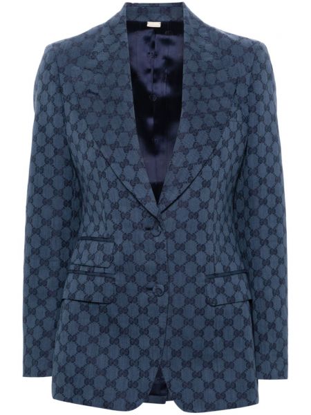 Jacquard dobbeltradet blazer Gucci blå