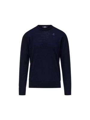 Sweter z wełny merino K-way niebieski