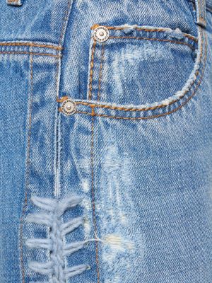 Haftowane jeansy relaxed fit Ermanno Scervino niebieskie