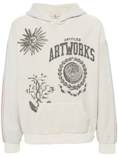 Raštuotas džemperis su gobtuvu Untitled Artworks pilka