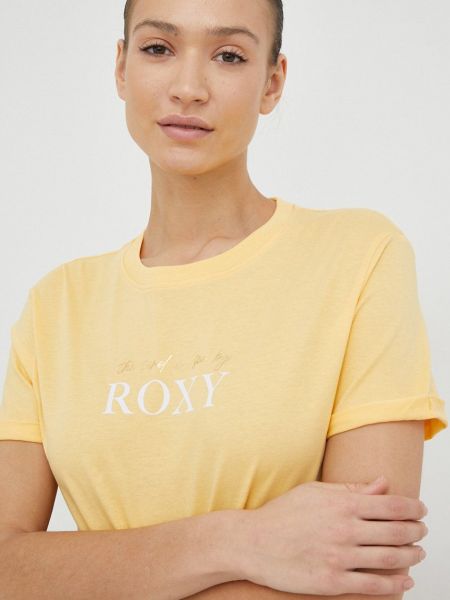 Памучна тениска Roxy жълто
