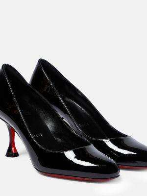 Кожени полуотворени обувки от лакирана кожа Christian Louboutin черно