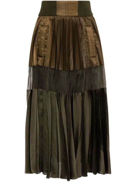 Plisované saténové midi sukně Sacai