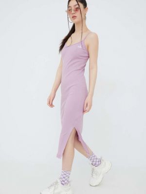 Sukienka midi dopasowana bawełniana Champion fioletowa