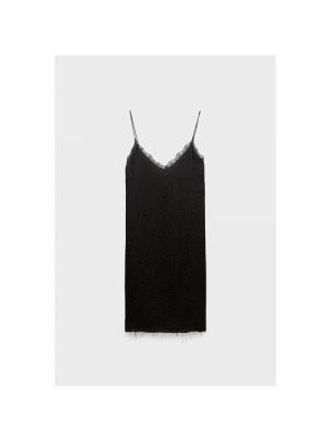 Платье-комбинация One Teaspoon, вискоза, в бельевом стиле, прилегающее, мини, 46 черный