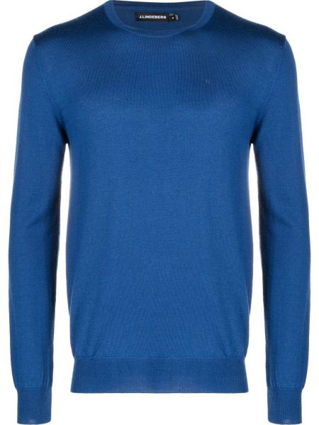 Пуловер с кръгло деколте J.lindeberg синьо