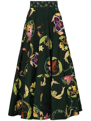 Kvetinová sukňa s výšivkou Agua By Agua Bendita zelená