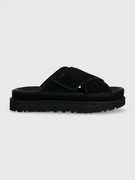 Papuci din piele cu platformă Ugg negru
