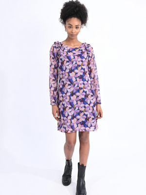 Короткое платье с длинными рукавами и принтом Molly Bracken фиолетовый