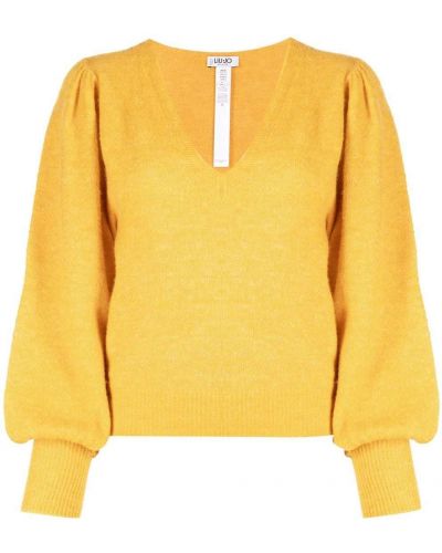 Jersey de punto con escote v de tela jersey Liu Jo amarillo