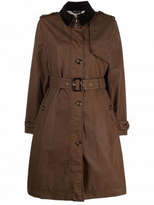 Пальто с поясом миди Barbour, коричневое