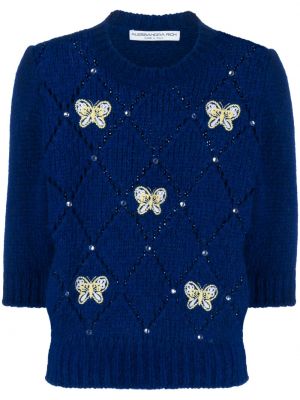 Пуловер бродиран Alessandra Rich синьо