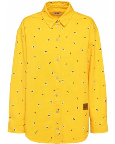 Koszula jeansowa bawełniana z nadrukiem Kenzo - żółty