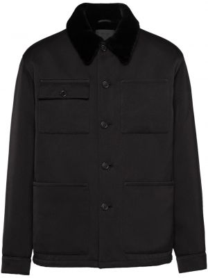 Czarny płaszcz bawełniany Prada