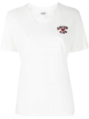 Памучна тениска бродирана Claudie Pierlot бяло