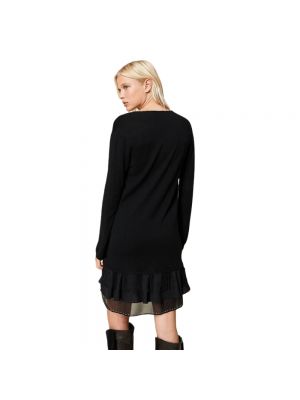Mini vestido de lana con tachuelas Twinset negro