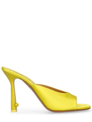 Satynowe sandały z perełkami Off-white żółte