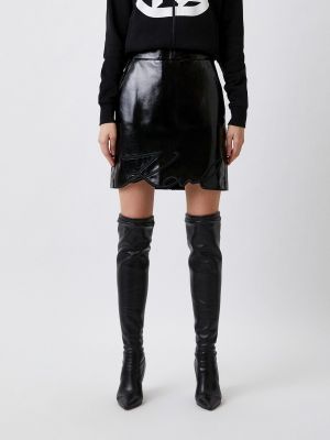 Кожаная юбка Karl Lagerfeld черная