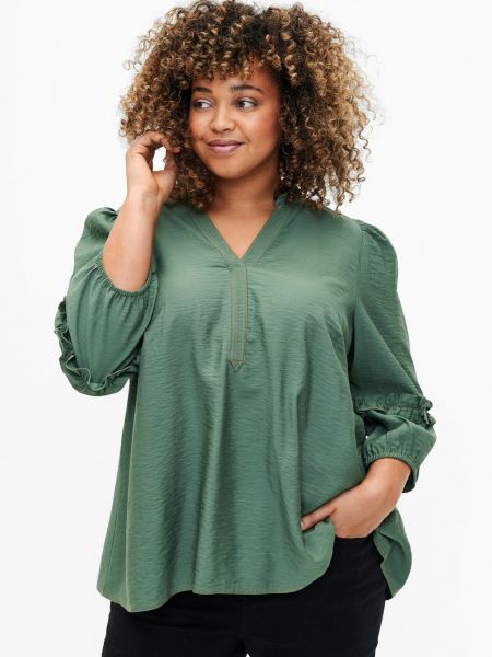 Блузка с рюшами Zizzi зеленая