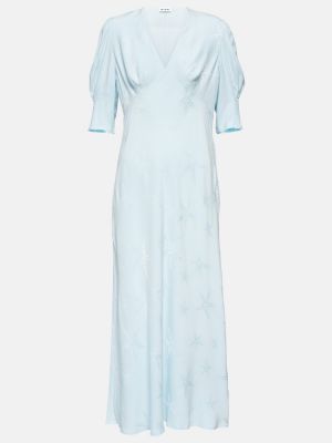 Žakárové midi šaty Rixo modré