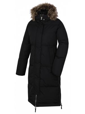 Zímní bunda s kožíškem na zip s kapucí Husky - černá