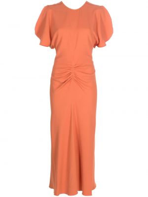 Миди рокля Victoria Beckham оранжево