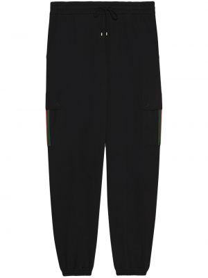 Pantaloni sport cu dungi Gucci negru
